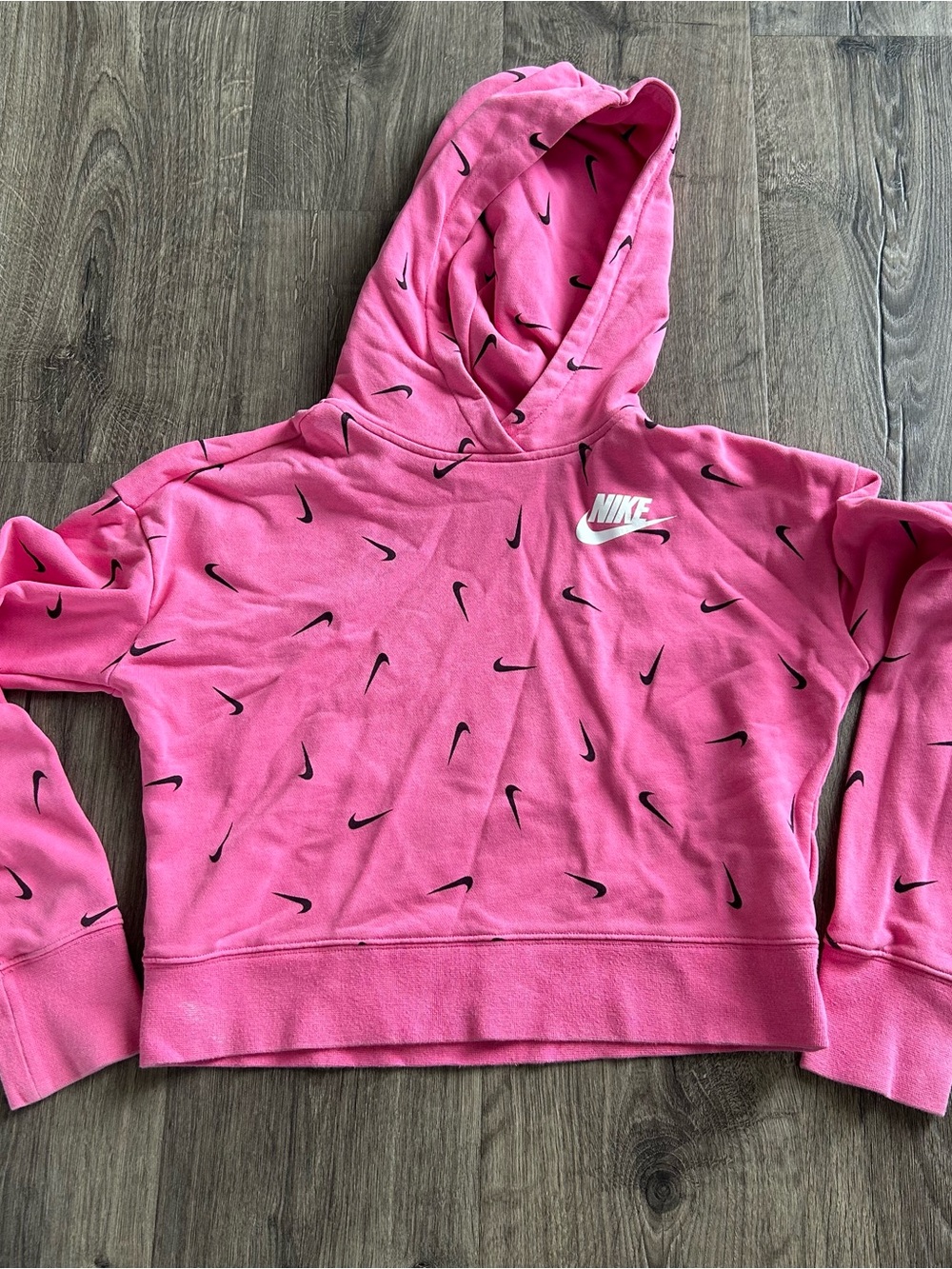 Nike Girl’s Cropped Pink Logo Hoodie